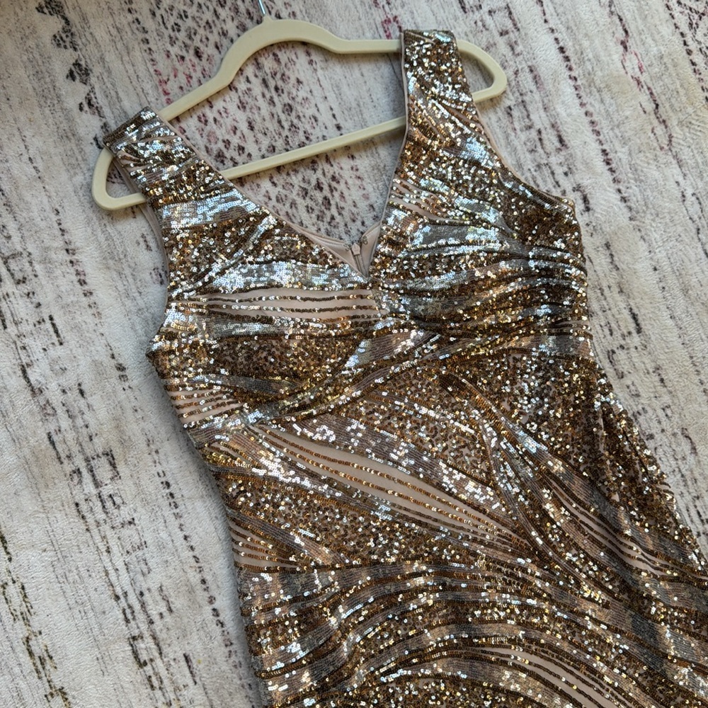 R&M Richards Gold and Silver Prom Dress - Picture 4 of 10